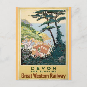 Vintage Devon English Travel Advertisement Postcard