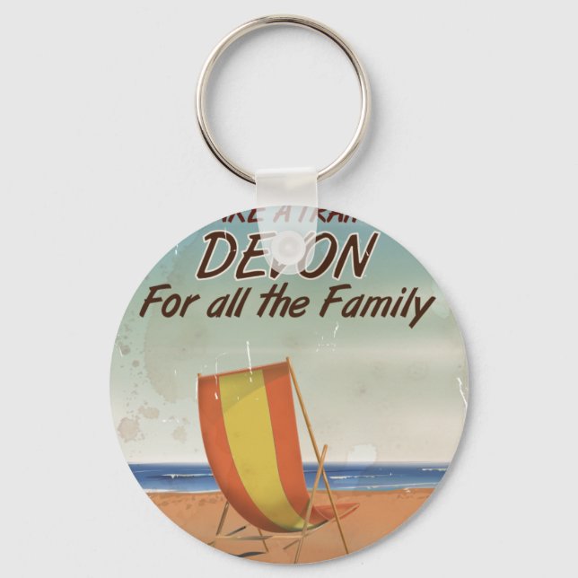 Vintage Devon Holiday poster Key Ring (Front)