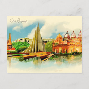 Vintage Dhaka Bangladesh Travel watercolor Bengali Postcard