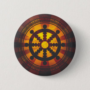 Vintage Dharma Wheel Print 6 Cm Round Badge