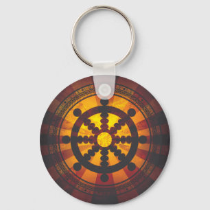 Vintage Dharma Wheel Print Key Ring