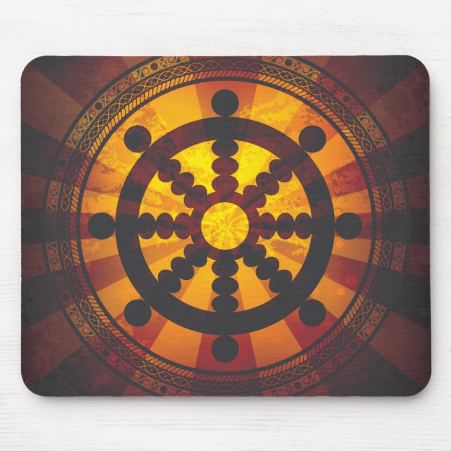 Vintage Dharma Wheel Print Mouse Pad (Front)