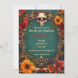 💀🎉 Vintage Día de Muertos Party Invitation