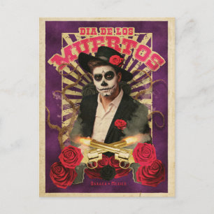 Vintage Dia De Muertos Sugar Skull Postcard