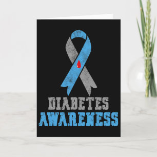Vintage Diabetes Awareness Blue And Grey Ribbon  Card