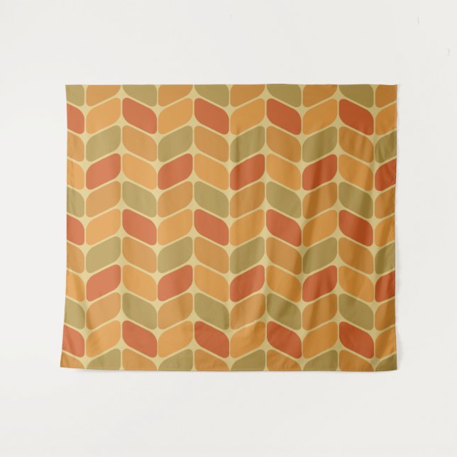 Vintage Diagonal Rectangles Ocher Tapestry (Front (Horizontal))