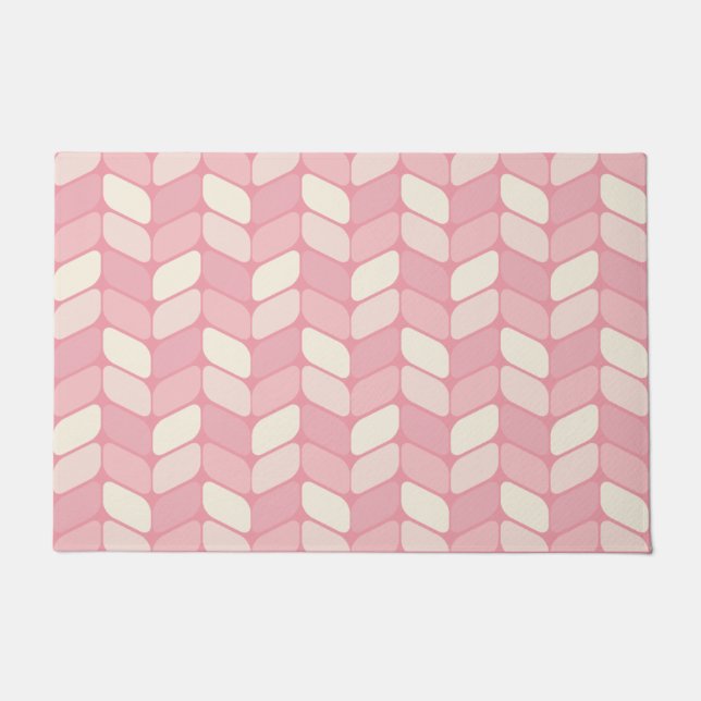 Vintage Diagonal Rectangles Pink Vanilla Doormat (Front)