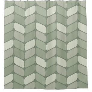 Vintage Diagonal Rectangles Sage Green Shower Curtain