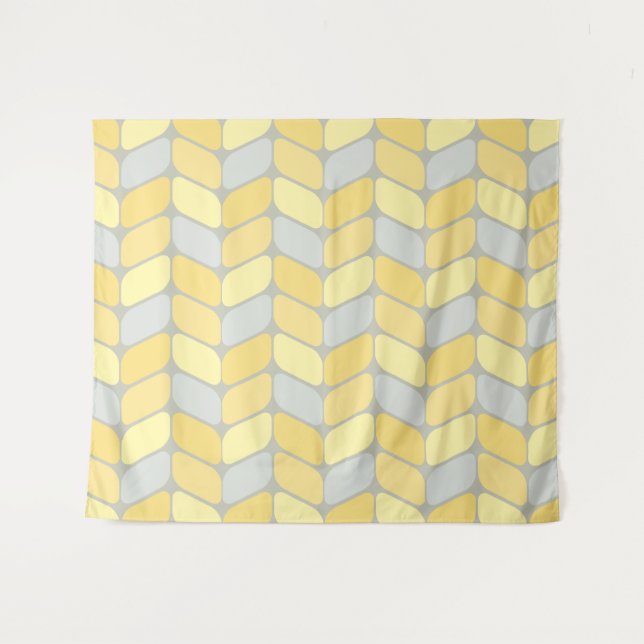 Vintage Diagonal Rectangles Yellow Grey Tapestry (Front (Horizontal))