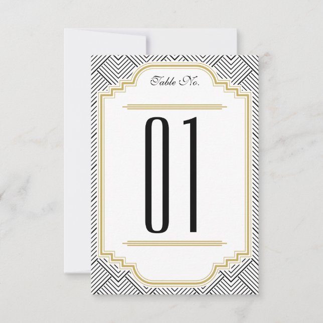 Vintage Diamond Black & Gold Table Number (Front)