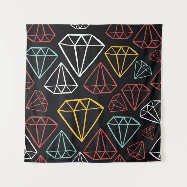 Vintage diamond design, seamless pattern tapestry (Front)