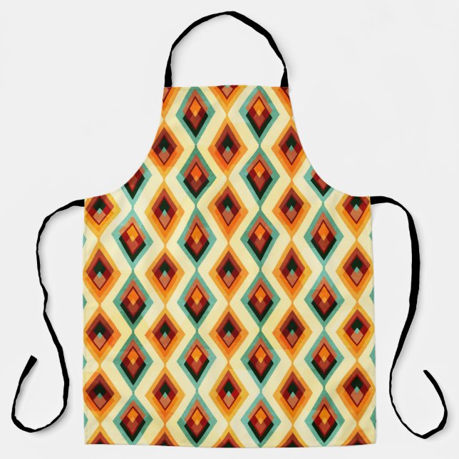 Vintage Diamond Raster Seamless Pattern Apron (Front)
