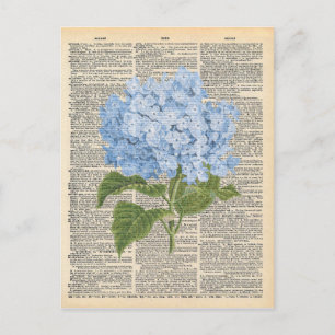 Vintage Dictionary Art Soft Blue Lilacs Postcard
