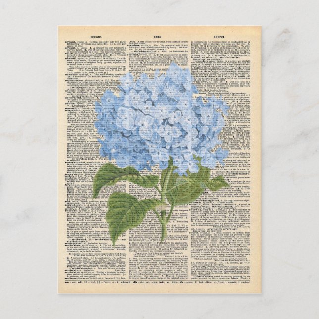 Vintage Dictionary Art Soft Blue Lilacs Postcard (Front)