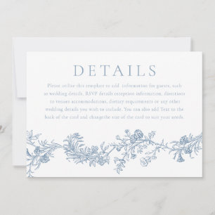 Vintage Digital or Printed Wedding Details Invitation