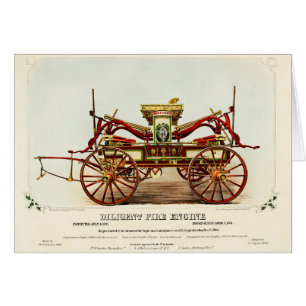 Vintage Diligent Fire Engine, 1852, Restored Card