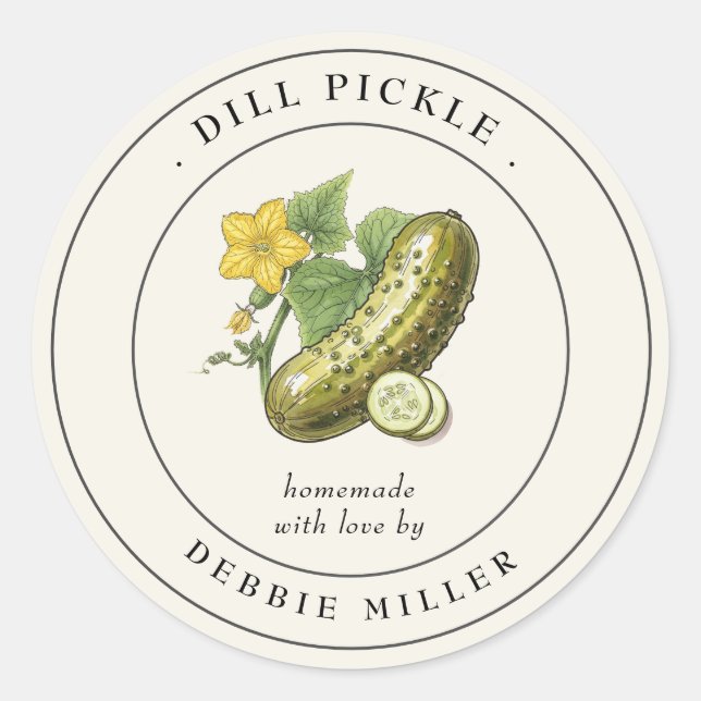 Vintage Dill Pickle Canning Jar Label (Front)