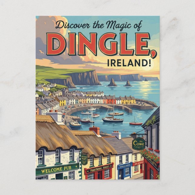 Vintage Dingle Ireland Travel Postcard (Front)