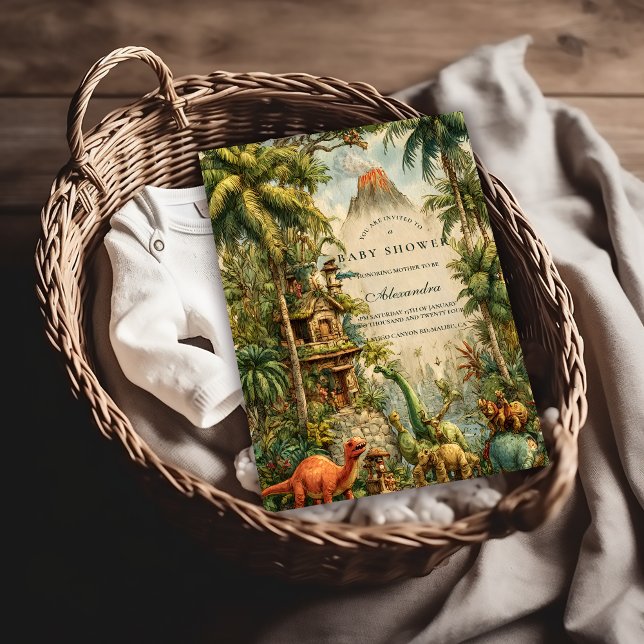 Vintage Dino Baby Shower Invitation (Creator Uploaded)