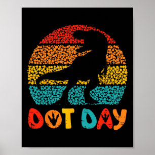 Vintage Dinosaur Happy Dot Day S For Kids Boys Tea Poster