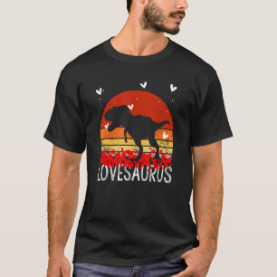 Vintage Dinosaur Lovesaurus Hearts Valentines Day T-Shirt