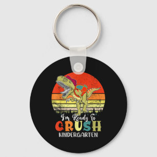 Vintage Dinosaur Ready To Crush Kindergarten Back Key Ring