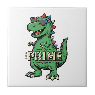 Vintage Dinosaur Sunglasses Prime Cartoon Shirt_1 Ceramic Tile