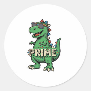 Vintage Dinosaur Sunglasses Prime Cartoon Shirt_1 Classic Round Sticker