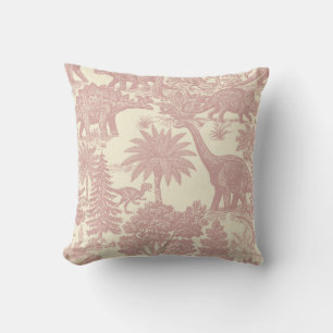 Vintage Dinosaur Toile Pattern Prehistoric Jungle Cushion