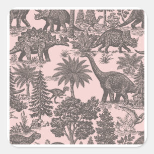 Vintage Dinosaur Toile Pattern Square Sticker