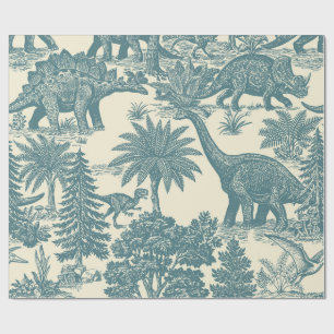Vintage Dinosaur Toile Pattern Wrapping Paper