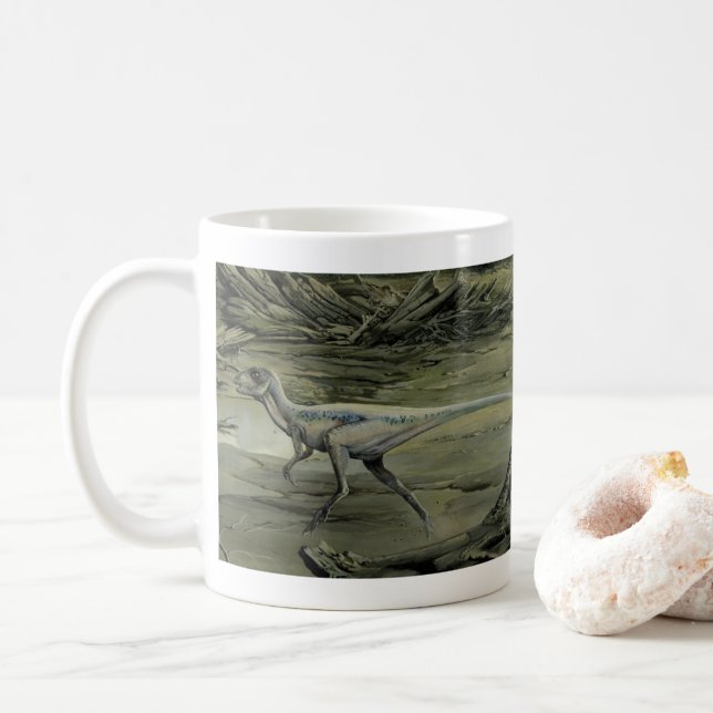 Vintage Dinosaurs, a Cretaceous Hypsilophodon Coffee Mug (With Donut)