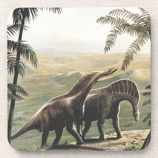 Vintage Dinosaurs, Amargasaurus with Palm Trees Coaster (Front)