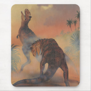 Vintage Dinosaurs, Carnotaurus Roaring in Jungle Mouse Pad