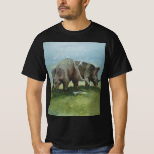 Vintage Dinosaurs, Centrosaurus Grazing in Meadow T-Shirt
