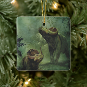 Vintage Dinosaurs, Centrosaurus in the Jungle Ceramic Ornament