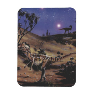 Vintage Dinosaurs, Dilophosaurus on a Starry Night Magnet