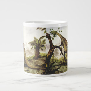 Vintage Dinosaurs, Plateosaurus Grazing on Trees Large Coffee Mug