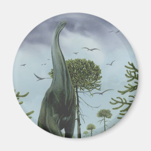 Vintage Dinosaurs, Sauroposeidon with Birds Flying Magnet