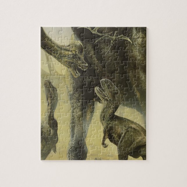 Vintage Dinosaurs, Torvosaurus and Brachiosaurus Jigsaw Puzzle (Vertical)