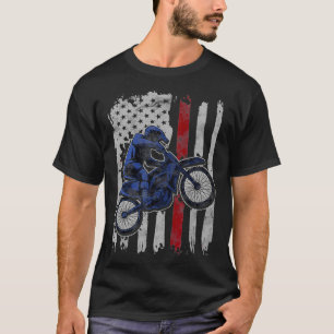 Vintage Dirt Bike Motocross American Flag 4th Of T-Shirt