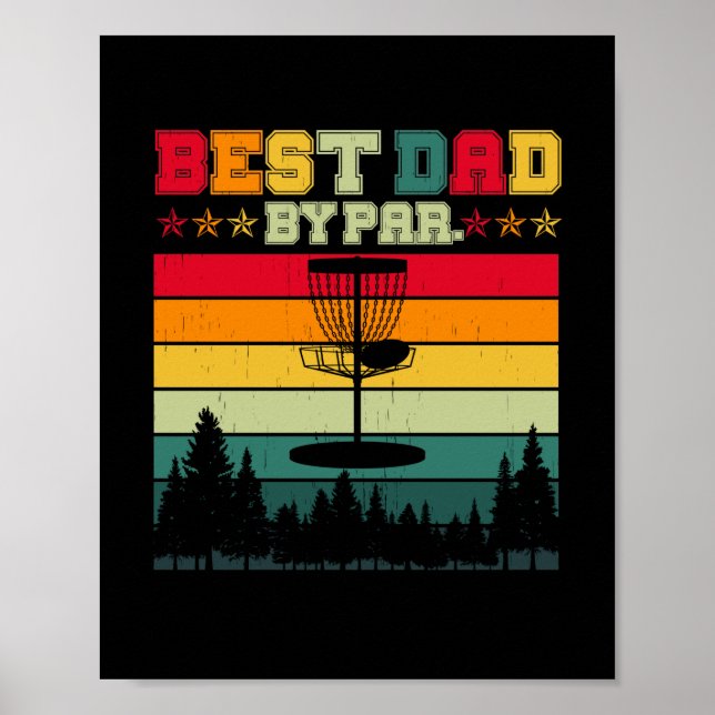Vintage Disc Golf Dad Gift - Best Dad By Par Poster (Front)