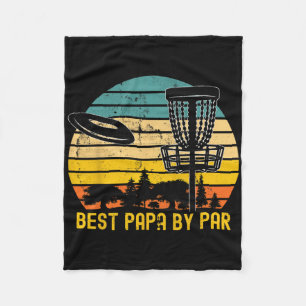 Vintage Disc Golf Dad Present - Best Papa By Par D Fleece Blanket