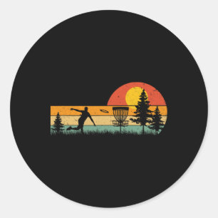 Vintage Disc Golf Design Frisbee Golf Basket Tree Classic Round Sticker
