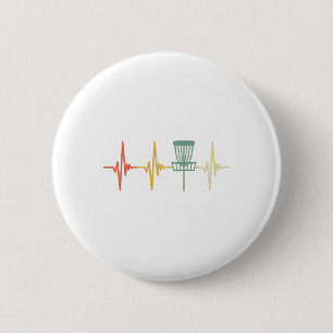 Vintage Disc Golf Retro Heartbeat Gift Disc Golf P 6 Cm Round Badge