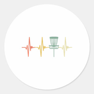 Vintage Disc Golf Retro Heartbeat Gift Disc Golf P Classic Round Sticker