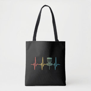 Vintage Disc Golf Retro Heartbeat Gift Disc Golf Tote Bag