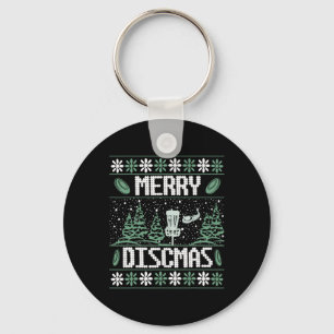 Vintage Disc Golf Ugly Christmas Merry Discmas Par Key Ring