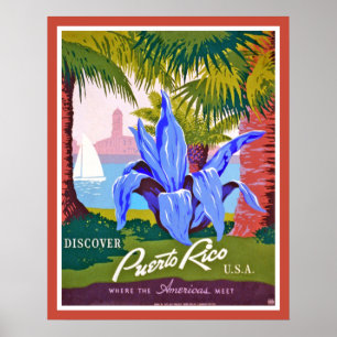 Vintage Discover Puerto Rico Poster Print