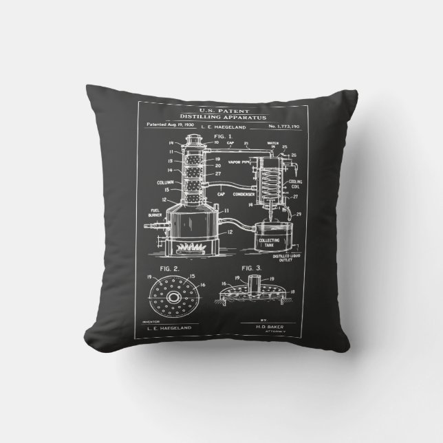 Vintage Distillation Patent Blueprint Cushion (Front)